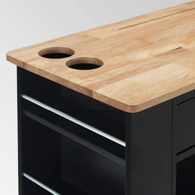 Cato Kitchen Cart Black - Christopher Knight Home 3 Cato Kitchen Cart Black - Christopher Knight Home - Image 3