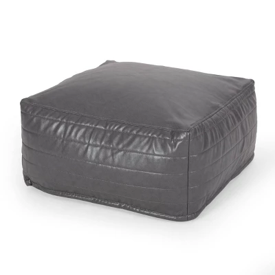 Baddow Contemporary Faux Leather Channel Stitch Rectangular Pouf - Christopher Knight Home 8 Baddow Contemporary Faux Leather Channel Stitch Rectangular Pouf - Christopher Knight Home - Image 8