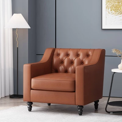 Furman Contemporary Tufted Club Chair Cognac - Christopher Knight Home 1 Furman Contemporary Tufted Club Chair Cognac - Christopher Knight Home