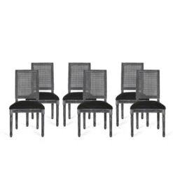 Set Of 6 Regina French Country Wood And Cane Upholstered Dining Chairs - Christopher Knight Home -Furniture Promotion Series GUEST 5447129e 49cd 429c 98f0 b2448f9da6d8