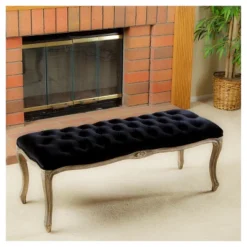 Tufted Black Velvet Bench - Black Velvet - Christopher Knight Home -Furniture Promotion Series GUEST 55e44817 b987 45c4 9a49 cf88bc6ade02