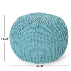 Hortense Modern Knitted Cotton Round Pouf - Christopher Knight Home -Furniture Promotion Series GUEST 5b1f523d 25a1 426d 8109 d19c343a5a1d
