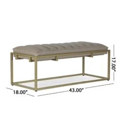 Riebe Contemporary Handmade Channel Stitch Ottoman Bench Dark Cream/Matte Gold - Christopher Knight Home -Furniture Promotion Series GUEST 5b35c381 0e2e 414b 9356 4986765571ca