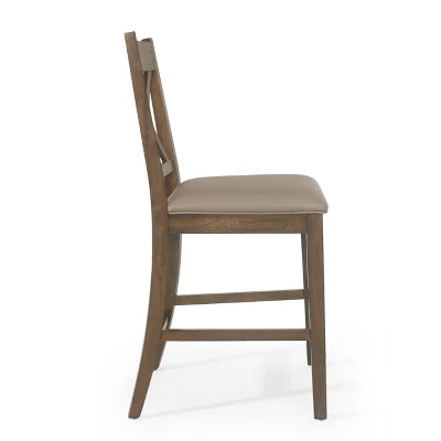 2pc Emory Farmhouse Upholstered Wood Counter Height Barstools - Christopher Knight Home 4 2pc Emory Farmhouse Upholstered Wood Counter Height Barstools - Christopher Knight Home - Image 4