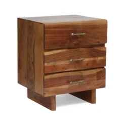 Terrell Handcrafted Boho Acacia Wood 3 Drawer Nightstand Dark Natural - Christopher Knight Home -Furniture Promotion Series GUEST 5d0377ad 157d 418a af00 5f702a5ad100