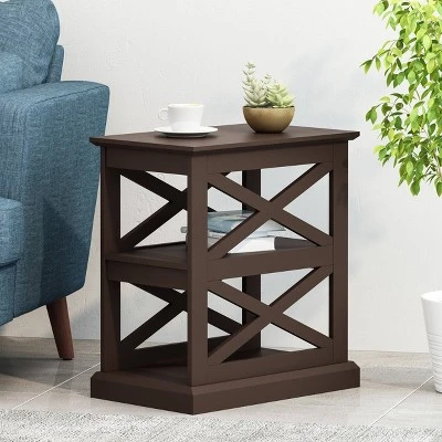 Vernon Contemporary 2 Shelf Side Table Dark Walnut - Christopher Knight Home 1 Vernon Contemporary 2 Shelf Side Table Dark Walnut - Christopher Knight Home