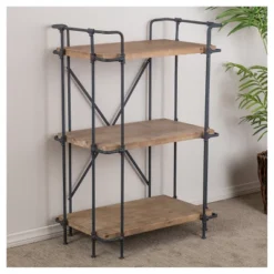 Yorktown 40.5" 3-Shelf Industrial Bookcase Brown - Christopher Knight Home