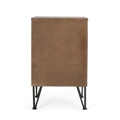 Pilster Contemporary End Table With Storage Walnut/Natural/Black - Christopher Knight Home 6 Pilster Contemporary End Table With Storage Walnut/Natural/Black - Christopher Knight Home - Image 6