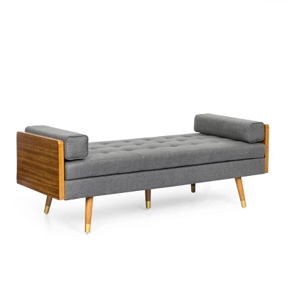 Keairns Mid Century Modern Tufted Double End Chaise Lounge With Bolster Pillows - Christopher Knight Home 10 Keairns Mid Century Modern Tufted Double End Chaise Lounge With Bolster Pillows - Christopher Knight Home - Image 10