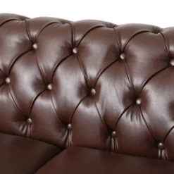 Castalia Chesterfield Tufted 3 Seater Sofa With Nailhead Trim Dark Brown/Natural - Christopher Knight Home -Furniture Promotion Series GUEST 6136b96a 56df 43a1 8a89 eb8169bc79e5