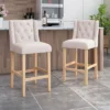 Set Of 2 Lansglen Button Tufted Wingback Barstools - Christopher Knight Home