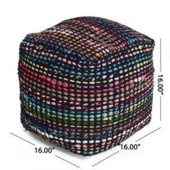 Cube Madrid Boho Handcrafted Fabric Pouf Black - Christopher Knight Home -Furniture Promotion Series GUEST 63dc5aee 8fa8 4963 9d92 e86d8eb68722