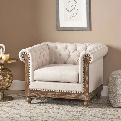 Castalia Chesterfield Tufted Fabric Club Chair With Nailhead Trim - Christopher Knight Home 1 Castalia Chesterfield Tufted Fabric Club Chair With Nailhead Trim - Christopher Knight Home