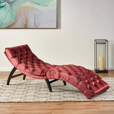 Garret Tufted Velvet Chaise Lounge Garnet - Christopher Knight Home 1 Garret Tufted Velvet Chaise Lounge Garnet - Christopher Knight Home