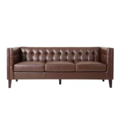 Pondway Contemporary Faux Leather Tufted 3 Seater Sofa - Christopher Knight Home -Furniture Promotion Series GUEST 65814a38 2198 4b9d aa1d 0f7f178db283