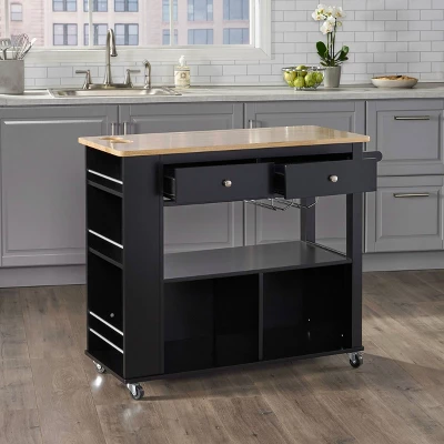 Cato Kitchen Cart Black - Christopher Knight Home 2 Cato Kitchen Cart Black - Christopher Knight Home - Image 2