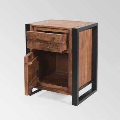 Guetlet Boho Cabinet Light Brown/Black - Christopher Knight Home 2 Guetlet Boho Cabinet Light Brown/Black - Christopher Knight Home - Image 2