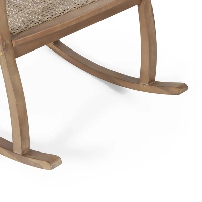Welby Outdoor Acacia Wood/Wicker Rocking Chair Light Brown - Christopher Knight Home 7 Welby Outdoor Acacia Wood/Wicker Rocking Chair Light Brown - Christopher Knight Home - Image 7
