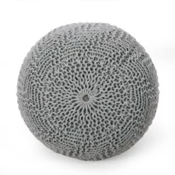 Hershel Modern Knitted Cotton Round Pouf - Christopher Knight Home -Furniture Promotion Series GUEST 68e99a4f 29a2 4e9a a6b7 eb9433e881fc