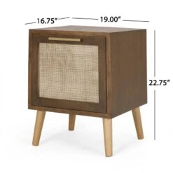 Hulett Contemporary End Table With Storage Walnut/Natural/Antique Gold - Christopher Knight Home -Furniture Promotion Series GUEST 690cf74d f55f 4b41 94fe 20343e92ccba