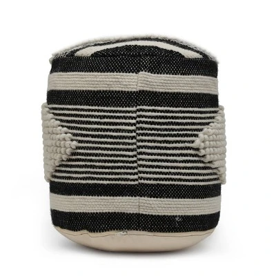 Lucknow Boho Handcrafted Fabric Cylinder Pouf - Christopher Knight Home 3 Lucknow Boho Handcrafted Fabric Cylinder Pouf - Christopher Knight Home - Image 3