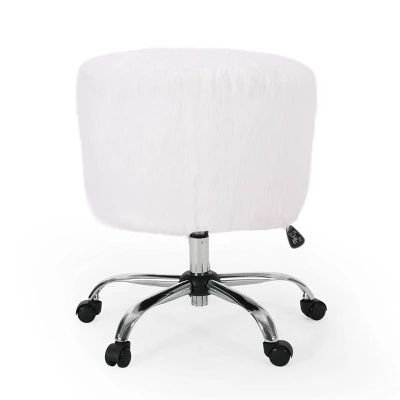 Syosset Modern Glam Swivel Office Chair White/Silver - Christopher Knight Home 6 Syosset Modern Glam Swivel Office Chair White/Silver - Christopher Knight Home - Image 6
