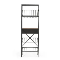 Boster Boho Industrial 21 Bottle Floor Wine Rack With Storage Natural/Black - Christopher Knight Home -Furniture Promotion Series GUEST 6b0b6ce6 d421 4089 8392 7d134756ca49