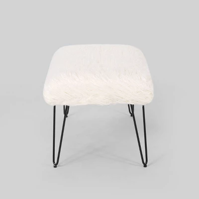 Binniker Faux Fur Bench White - Christopher Knight Home 2 Binniker Faux Fur Bench White - Christopher Knight Home - Image 2