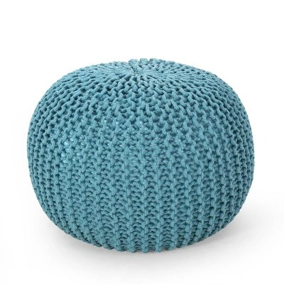 Nahunta Modern Knitted Cotton Round Pouf - Christopher Knight Home 8 Nahunta Modern Knitted Cotton Round Pouf - Christopher Knight Home - Image 8
