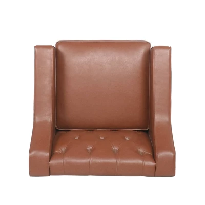 Furman Contemporary Tufted Club Chair Cognac - Christopher Knight Home 4 Furman Contemporary Tufted Club Chair Cognac - Christopher Knight Home - Image 4