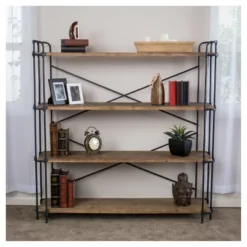 Yorktown 65.5" 4-Shelf Industrial Bookcase Brown - Christopher Knight Home