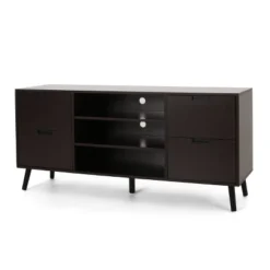 Doerun Mid-Century Modern Storage TV Stand For TVs Up To 48" Dark Gray/Black - Christopher Knight Home -Furniture Promotion Series GUEST 72e81fe4 4aae 42ae 8df2 fbcca307d45d