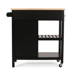 Byway Contemporary Kitchen Cart With Wheels Black/Natural - Christopher Knight Home -Furniture Promotion Series GUEST 74579f90 25c7 47eb ab7e 598780ec4714
