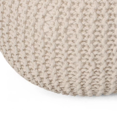 Abena Modern Knitted Cotton Round Pouf - Christopher Knight Home 4 Abena Modern Knitted Cotton Round Pouf - Christopher Knight Home - Image 4