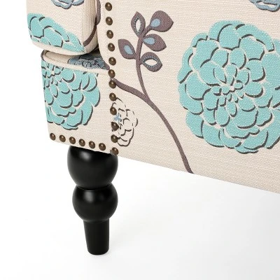 Harrison Tufted Club Chair - White/Blue - Christopher Knight Home 3 Harrison Tufted Club Chair - White/Blue - Christopher Knight Home - Image 3