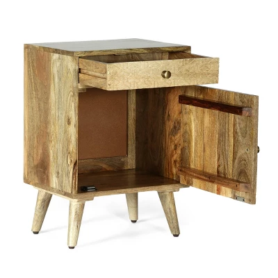 Lytle Boho Handcrafted Mango Wood Nightstand With Storage Natural - Christopher Knight Home 2 Lytle Boho Handcrafted Mango Wood Nightstand With Storage Natural - Christopher Knight Home - Image 2