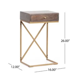 Bucyrus Rustic Glam Handcrafted Acacia Wood C Shaped Side Table Dark Brown/Gold - Christopher Knight Home -Furniture Promotion Series GUEST 7c0f526e 3568 4c00 bdca 7e342ac7fb1d