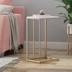 Durand Modern Glam End Table White - Christopher Knight Home