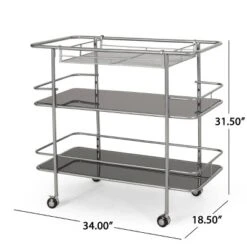 Bridger Modern 3 Tier Bar Cart With Glass Shelving Silver/Black - Christopher Knight Home -Furniture Promotion Series GUEST 7c77e0ad c807 433c aadd a88b08910825