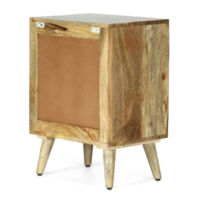 Lytle Boho Handcrafted Mango Wood Nightstand With Storage Natural - Christopher Knight Home 4 Lytle Boho Handcrafted Mango Wood Nightstand With Storage Natural - Christopher Knight Home - Image 4