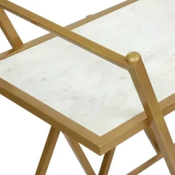 Chaves Handcrafted Modern Glam Marble Bar Cart Gold/White - Christopher Knight Home -Furniture Promotion Series GUEST 7fab0408 3f57 4b52 b7e4 ff940d5febe2