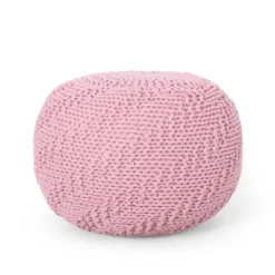 Hershel Modern Knitted Cotton Round Pouf - Christopher Knight Home -Furniture Promotion Series GUEST 800bc69d bf64 4ea9 be96 f157b133278c