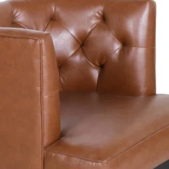 Clough Contemporary Faux Leather Tufted Accent Chair Cognac Brown/Dark Brown - Christopher Knight Home -Furniture Promotion Series GUEST 806f9450 72f4 415e b36e 5df49680265d