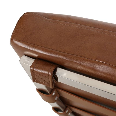 Pearsall Modern Channel Stitch Chaise Lounge Cognac Brown/Silver - Christopher Knight Home 4 Pearsall Modern Channel Stitch Chaise Lounge Cognac Brown/Silver - Christopher Knight Home - Image 4