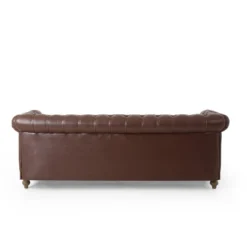 Castalia Chesterfield Tufted 3 Seater Sofa With Nailhead Trim Dark Brown/Natural - Christopher Knight Home -Furniture Promotion Series GUEST 817608e2 d60e 4686 b933 bcaac5df4f33