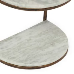 33.5" Bainville Modern Glam Handcrafted Marble Half Round Etagere Bookcase Natural White/Antique Brass - Christopher Knight Home -Furniture Promotion Series GUEST 81ab22e6 eb7f 4b88 9722 a7abae7555a6