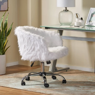 Syosset Modern Glam Swivel Office Chair White/Silver - Christopher Knight Home 1 Syosset Modern Glam Swivel Office Chair White/Silver - Christopher Knight Home
