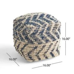 Freesia Boho Wool And Cotton Large Ottoman Pouf White/Blue - Christopher Knight Home 13 Freesia Boho Wool And Cotton Large Ottoman Pouf White/Blue - Christopher Knight Home -Furniture Promotion Series GUEST 857a3e10 64fd 4ad3 b43c 597cd8f7d2e1