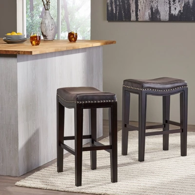 Set Of 2 Tiffin Contemporary Studded Counter Height Barstools - Christopher Knight Home 1 Set Of 2 Tiffin Contemporary Studded Counter Height Barstools - Christopher Knight Home