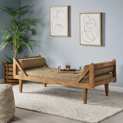 Zentner Rustic Tufted Double End Chaise Lounge With Bolster Pillows - Christopher Knight Home 1 Zentner Rustic Tufted Double End Chaise Lounge With Bolster Pillows - Christopher Knight Home